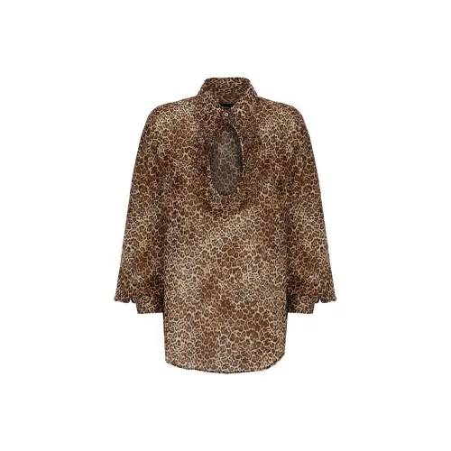 DSQUARED 2 Leopard Printed Curved Hem Shirt