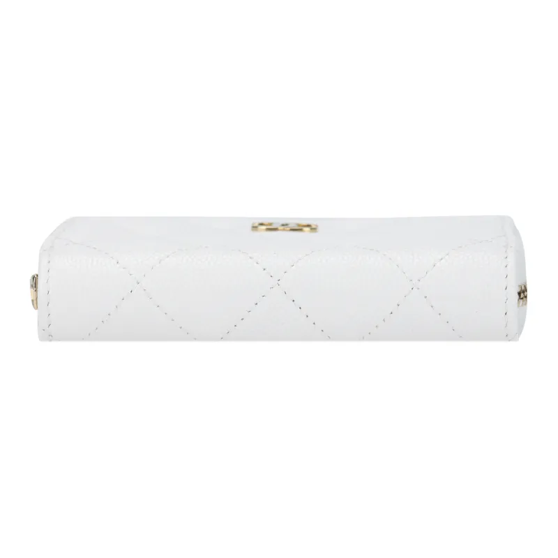 CHANEL Smooth Lambskin Coin Purse Mini Women's White-3