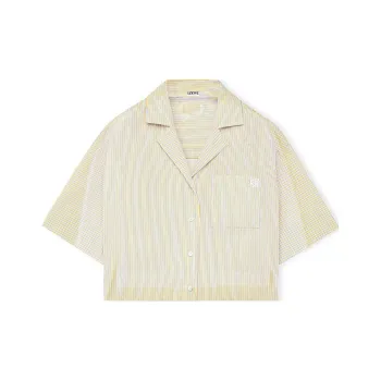 LOEWE Stripe Cropped Pyjama Blouse 'Yellow/Blue'