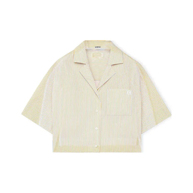 LOEWE Stripe Cropped Pyjama Blouse 'Yellow/Blue'-0
