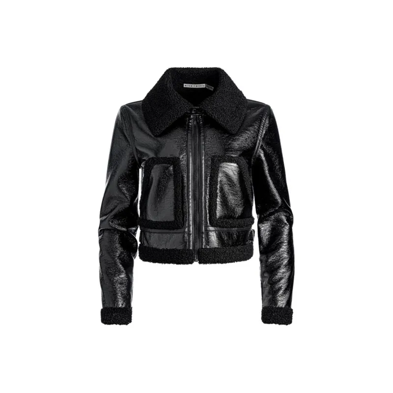 ALICE+OLIVIA FW24 ISAIAH Jackets Coats Women's Black-0