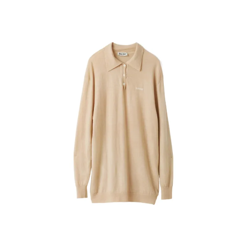 MIU MIU Long Sleeved Knitted Polo Shirt-0