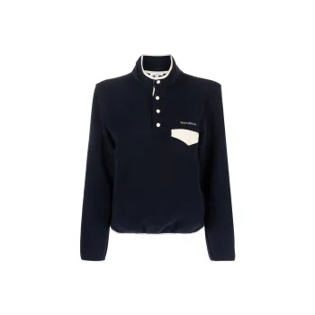 SPORTY & RICH Logo embroidered Buttoned Sweatshirt
