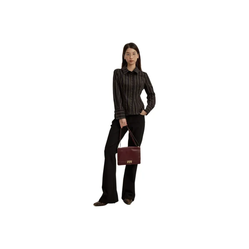 Omont Shirt Women's Brown Stripes-0
