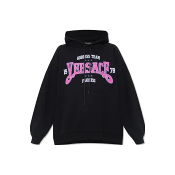 VERSACE Logo Printed Drawstring Hoodie