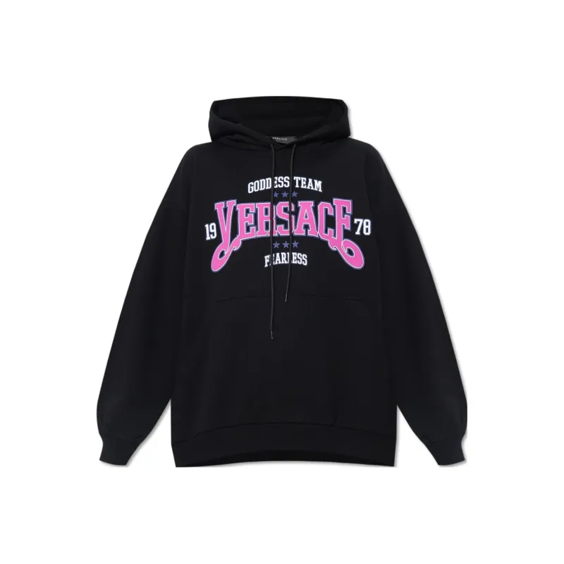 VERSACE Logo Printed Drawstring Hoodie-0