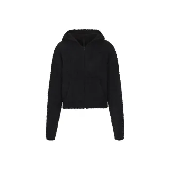 Skims Cozy Knit Zip Up Hoodie Onyx