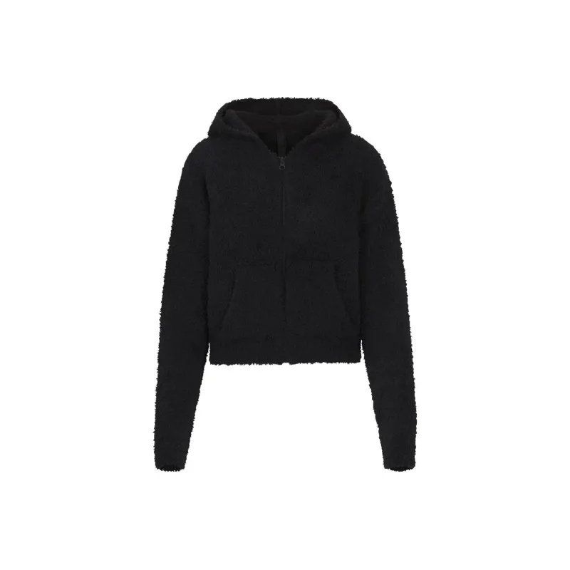Skims Cozy Knit Zip Up Hoodie Onyx-0