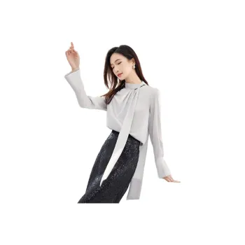 SENTUBILA Chiffon Shirts Women's Glacier Gray