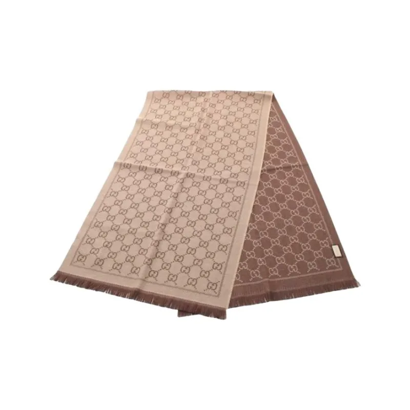 GUCCI Wool Knit Scarves Women's Brown-0