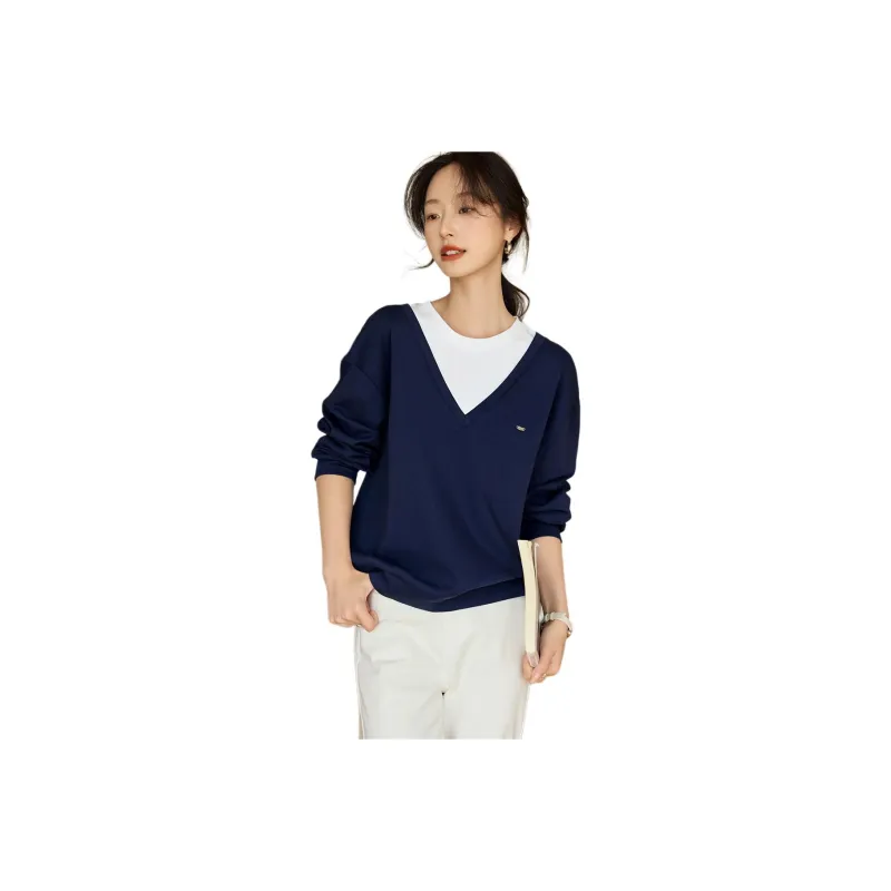 Mo Han Yi Mei FW24 Sweatshirt Women's Navy Blue & White-0