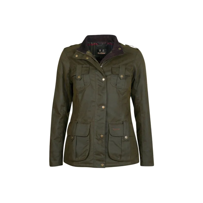 BARBOUR Winter Defence Waxed Cotton Jacket Jackets Coats Women's Olive Green-0
