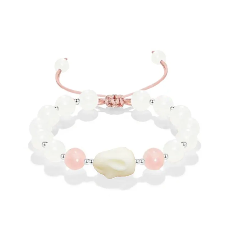 Blooming Petals White Jade Bodhi Bracelets Unisex-0