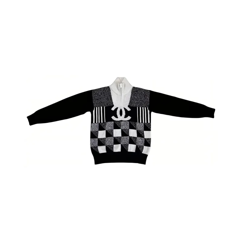 CHANEL FW22 Sweater Women's Spring Outfit Black White-0