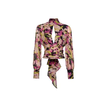 PINKO Floral-Printed Cut-Out Detailed Blouse