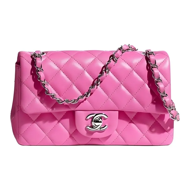 CHANEL Classic Flap CF21K Winter Lambskin One Shoulder Handbag, Crossbody Bag Medium Size Women's Vibrant Pink-2