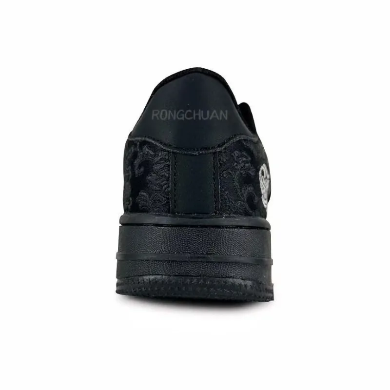 Rongchuan Slip Resistant, Abrasion Resistant, Lightweight, Height Increasing Low Top Skateboard Shoes Unisex Black-4