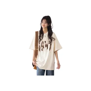 OTHERMIX Drop Shoulder Sleeve Short-Sleeved T-Shirts Women's Light Apricot