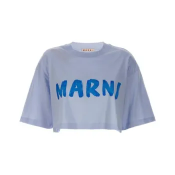 MARNI Drop Shoulder Sleeve T Shirt Women's Blue