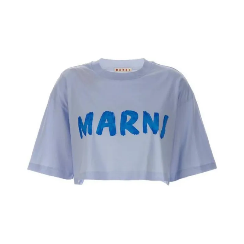 MARNI Drop Shoulder Sleeve T Shirt Women's Blue-0