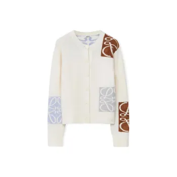 LOEWE Anagram Intarsia Cardigan 'Soft White/Multicolor'