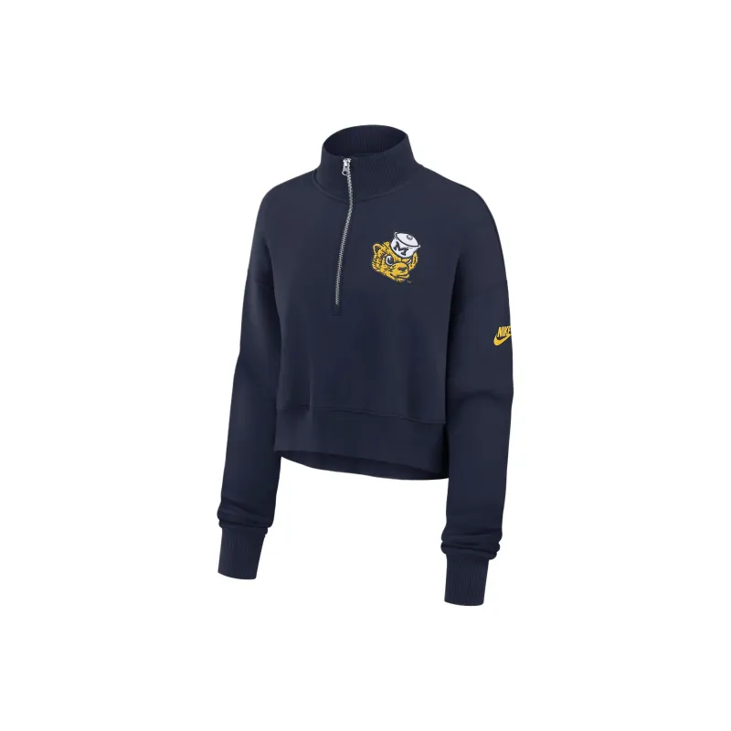 Nike Michigan Wolverines Legacy Elevated Logo Women's Nike College Cropped 1/4 Zip Crew-0