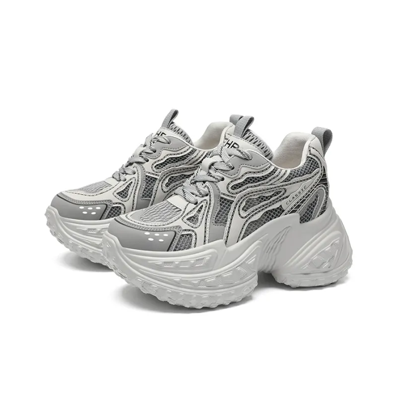 ZHR Baby's Breath Cushioning Abrasion Resistant Coverage Height Increasing Low Top Chunky Sneakers Women's-6