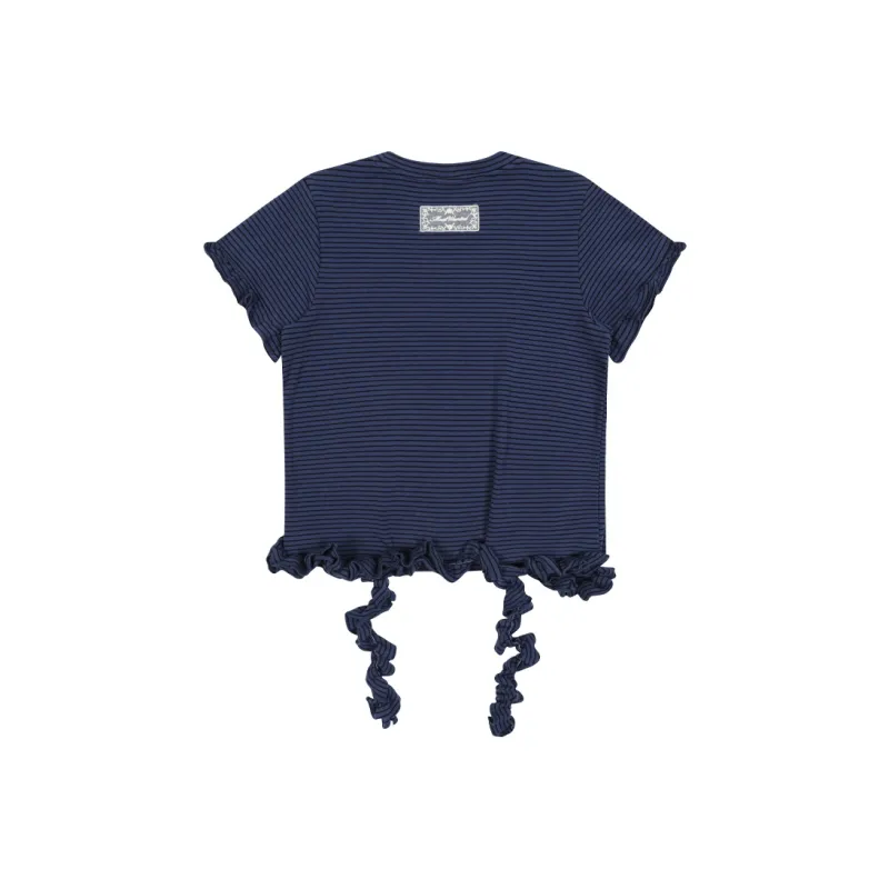 MostwantedLab T Shirt Women's Deep Sea Blue Stripes-1