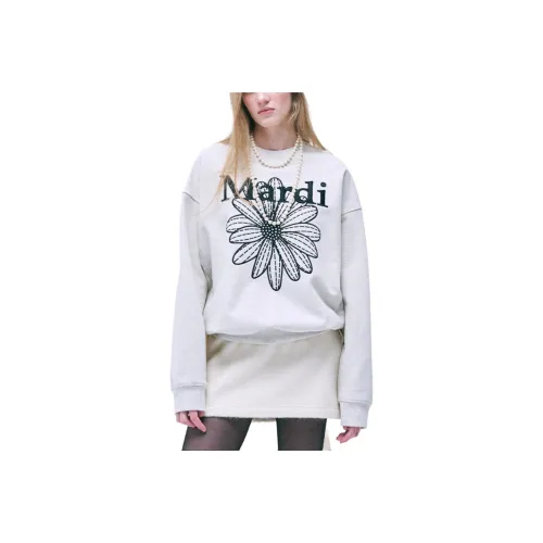 MARDI MERCREDI FW24 SWEATSHIRT FLOWERMARDI NEEDLEWORK_OATMEAL BLACK Sweatshirt Korean Style Women's Oat Black
