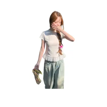 Si Bei'er Set in Sleeve T Shirt Women's White