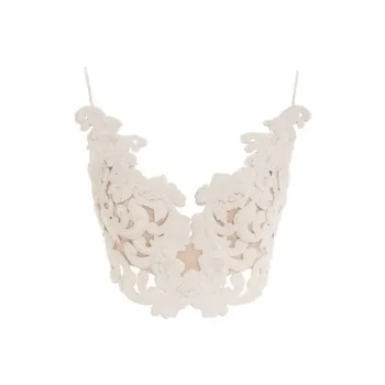 Zimmermann Sensory Embroidered-Velvet Cropped Bustier Top
