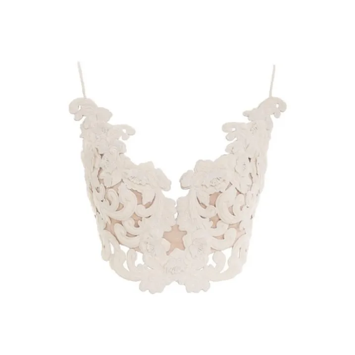 Zimmermann Sensory Embroidered-Velvet Cropped Bustier Top-0