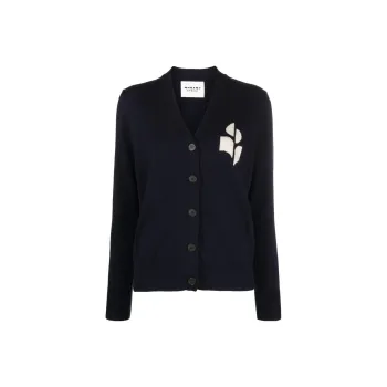 ISABEL MARANT ETOILE Karin Logo Intarsia Knitted Cardigan