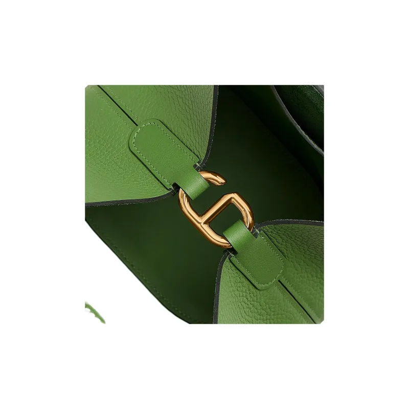 HERMES In The Loop Clemence Bullock Leather With Swift Calfskin Handbag 18 Women's Silk Green-5