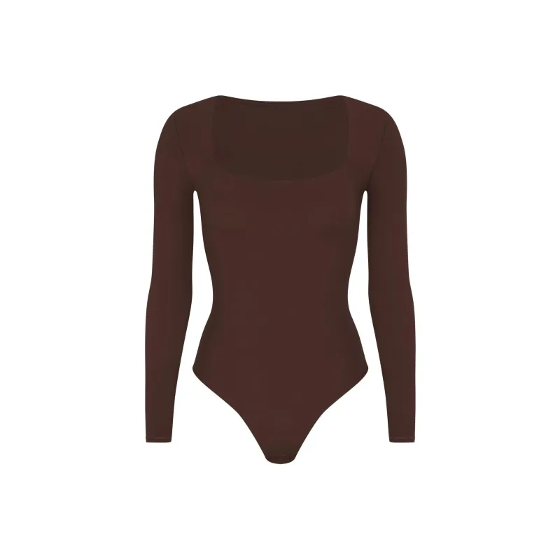 Skims Jelly Sheer Long Sleeve Bodysuit Onyx-1