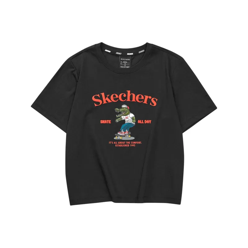 Skechers Funny Monster T Shirt Women's Carbon Black-0