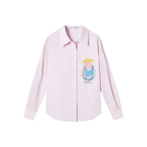 DIALOGUE x BIJIASUO LIANMINGKUAN Co-branded By Picasso Cartoon Shirt Shirt Spring And Autumn Women's Off-White