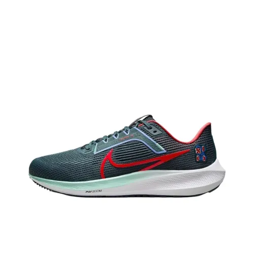 Nike Air Zoom Pegasus 40 Anti Slip Wear Resistant Low Top Marathon Running Shoes Unisex Black Green