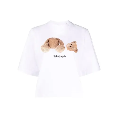 PALM ANGELS Women'ss Bear Cropped T Shirt White/Brown