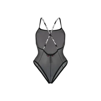 OFF WHITE Logo Strap Mesh Bodysuit 'Black'