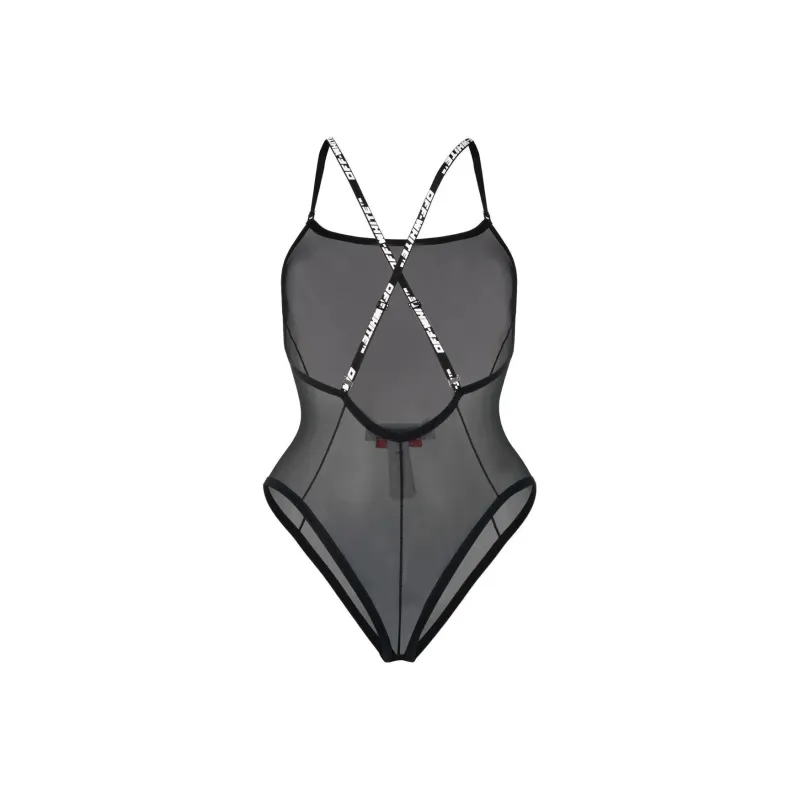 OFF WHITE Logo Strap Mesh Bodysuit 'Black'-0