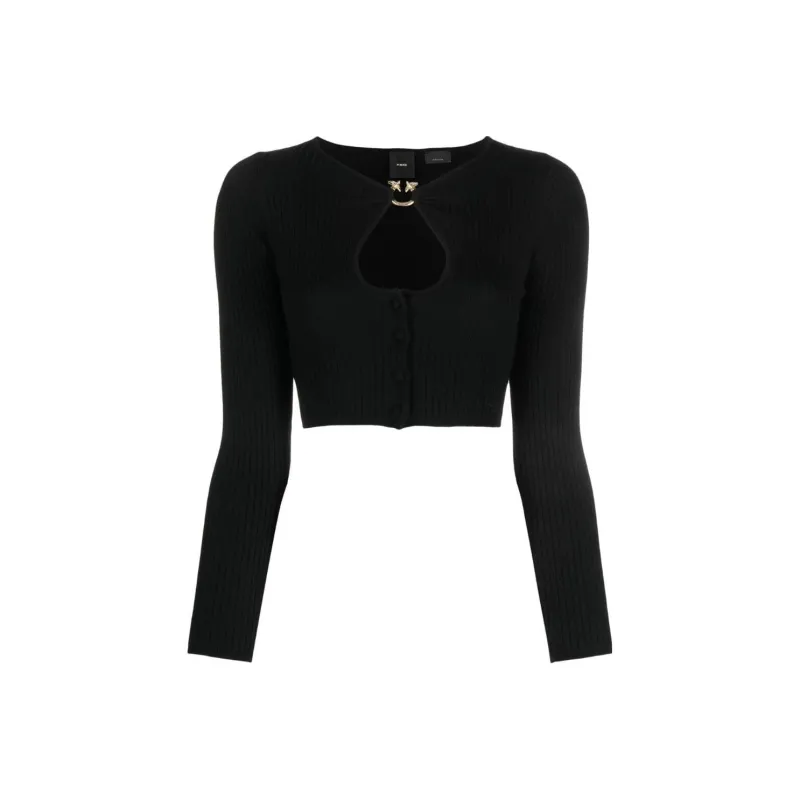 PINKO Logo Plaque Cropped Cardigan-0