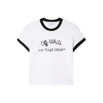OFF-WHITE Embroidered Script Type Fitted T-Shirt 'White/Black'