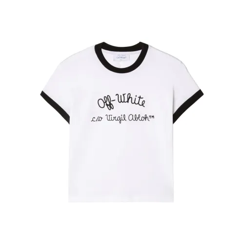 OFF-WHITE Embroidered Script Type Fitted T-Shirt 'White/Black'
