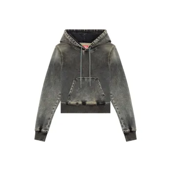 DIESEL D Angy Hood Track Cropped Denim Hoodie 'Black'