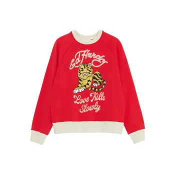 Ed Hardy Sweatshirts Women's Warm Rose Red E1PAW031