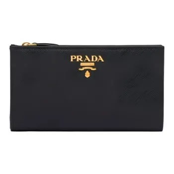 PRADA Saffiano Leather Wallet Large Size Women's Black