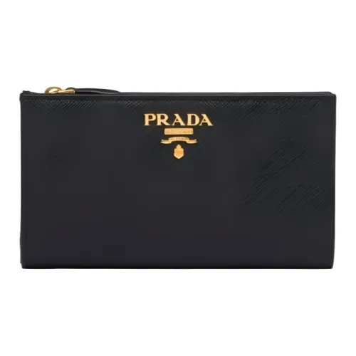 PRADA Saffiano Leather Wallet Large Size Women's Black