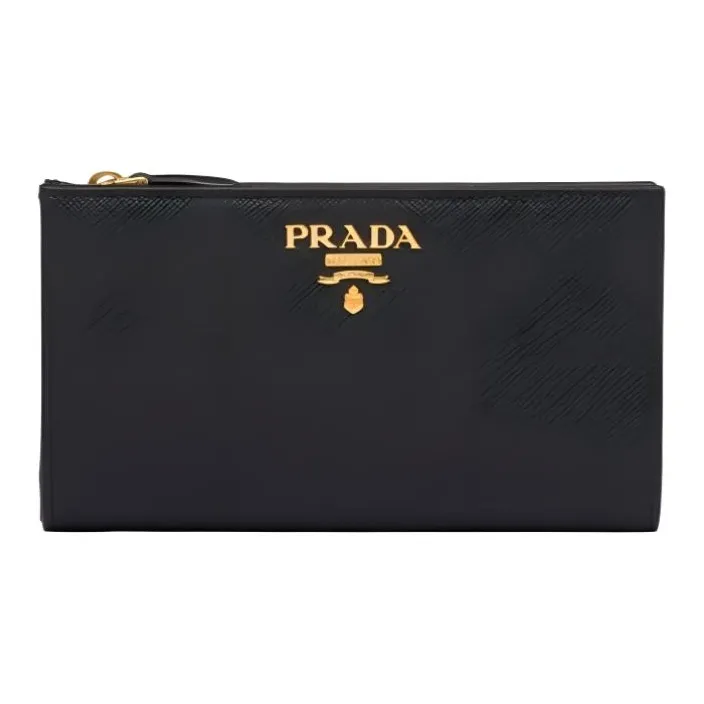 PRADA Saffiano Leather Wallet Tubas Women's Black-0