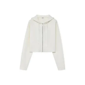 LOEWE Anagram Zip Up Hoodie In Wool White